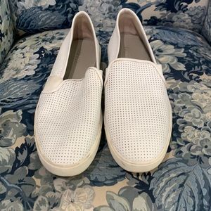 Vince white perforated slip ons